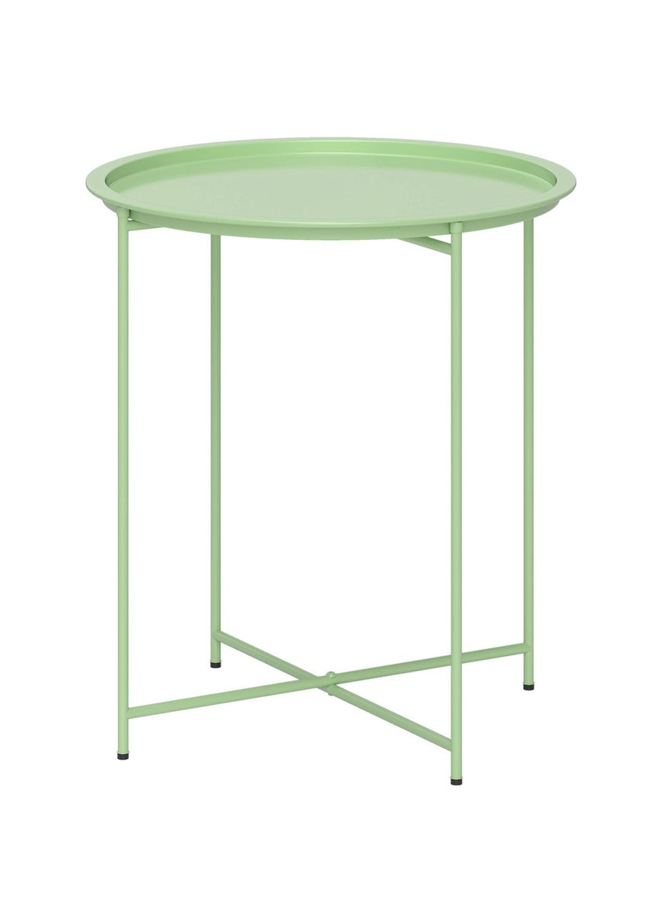 Outsunny 46cm Round Garden Table Small Side Table with Removable Tray