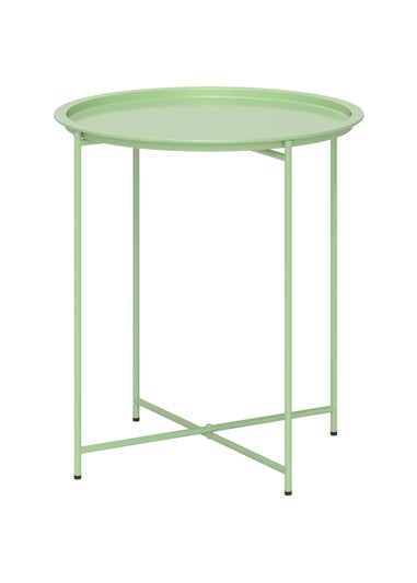 Outsunny 46cm Round Garden Table Small Side Table with Removable Tray
