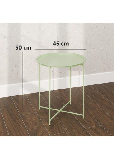 Outsunny 46cm Round Garden Table Small Side Table with Removable Tray