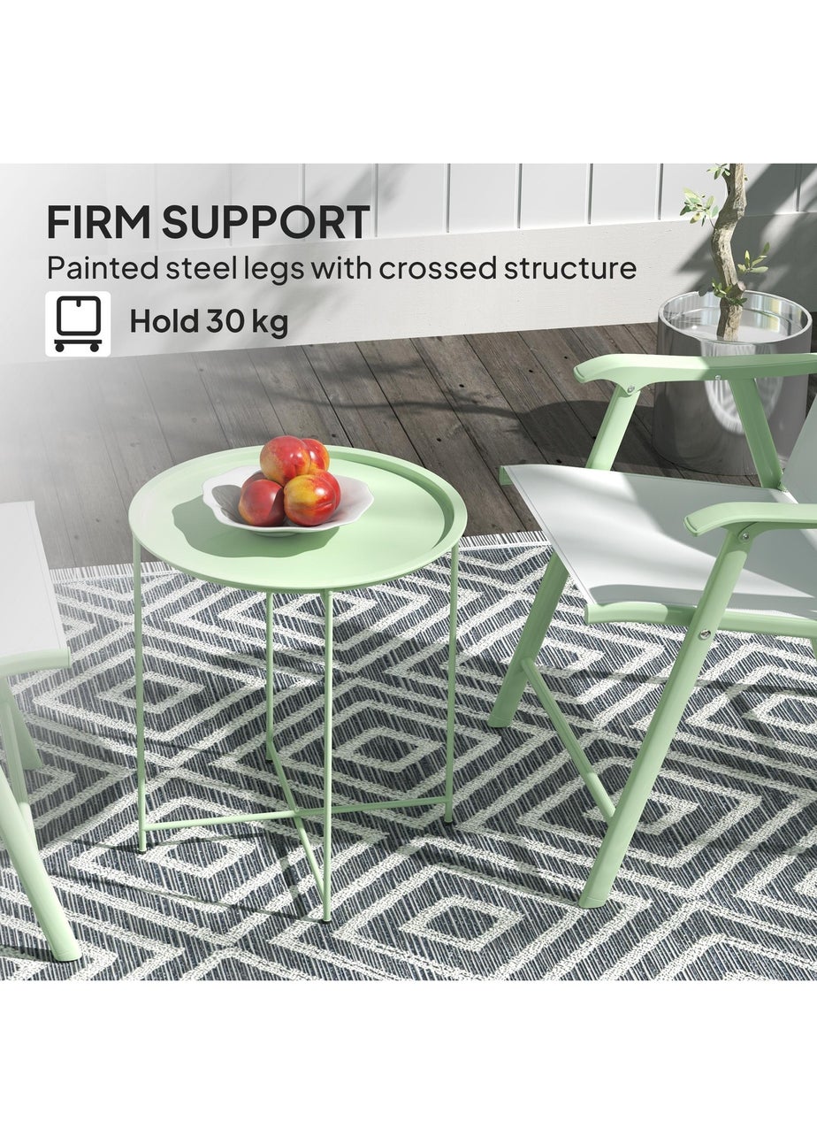 Outsunny 46cm Round Garden Table Small Side Table with Removable Tray