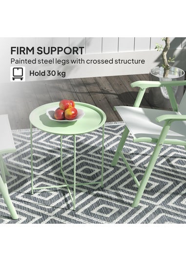 Outsunny 46cm Round Garden Table Small Side Table with Removable Tray