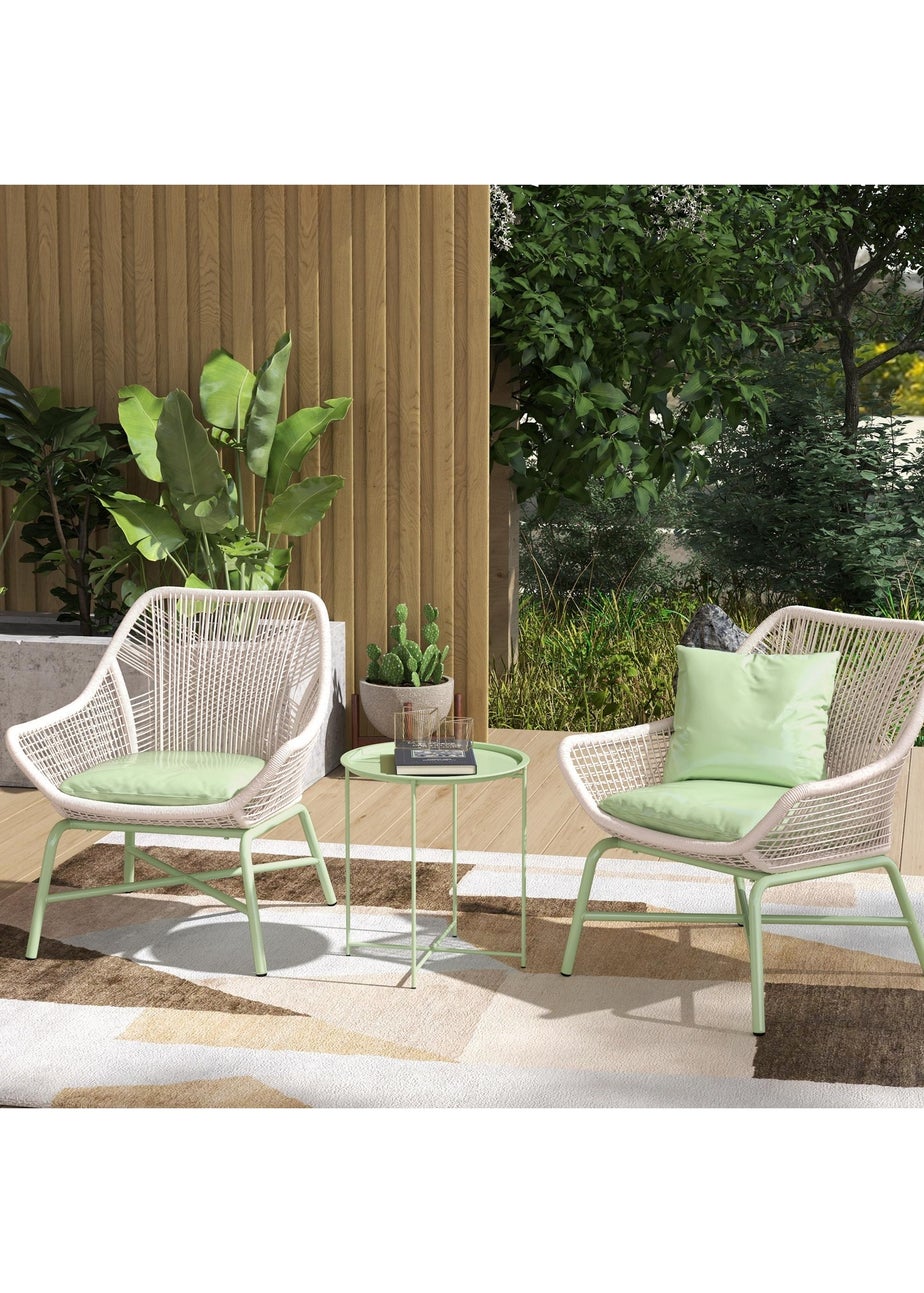 Outsunny 46cm Round Garden Table Small Side Table with Removable Tray