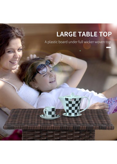 Outsunny PE Rattan Outdoor Coffee Table Easy Match Rattan Side Table