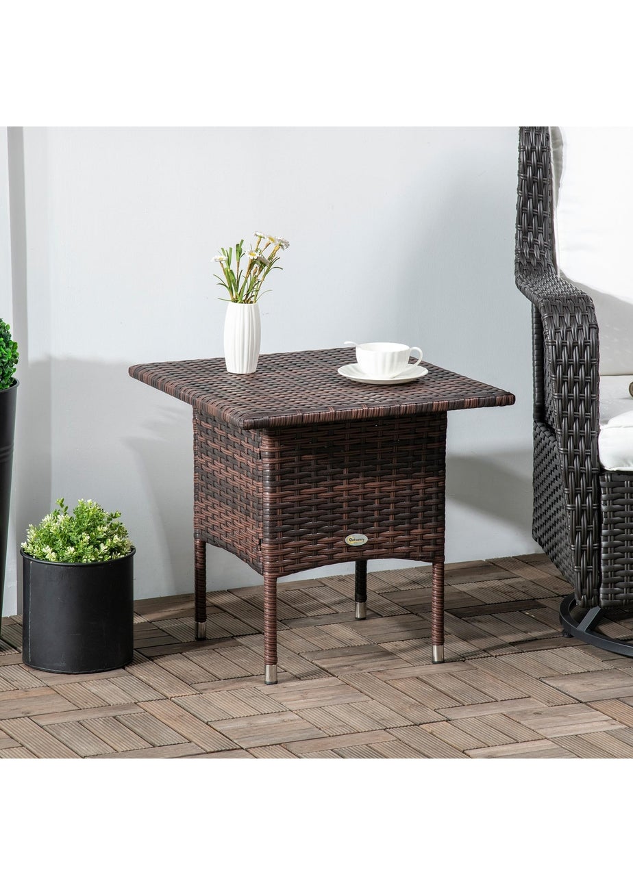 Outsunny PE Rattan Outdoor Coffee Table Easy Match Rattan Side Table