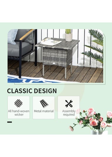 Outsunny PE Rattan Outdoor Coffee Table Easy Match Rattan Side Table
