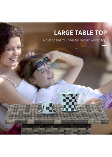 Outsunny PE Rattan Outdoor Coffee Table Easy Match Rattan Side Table