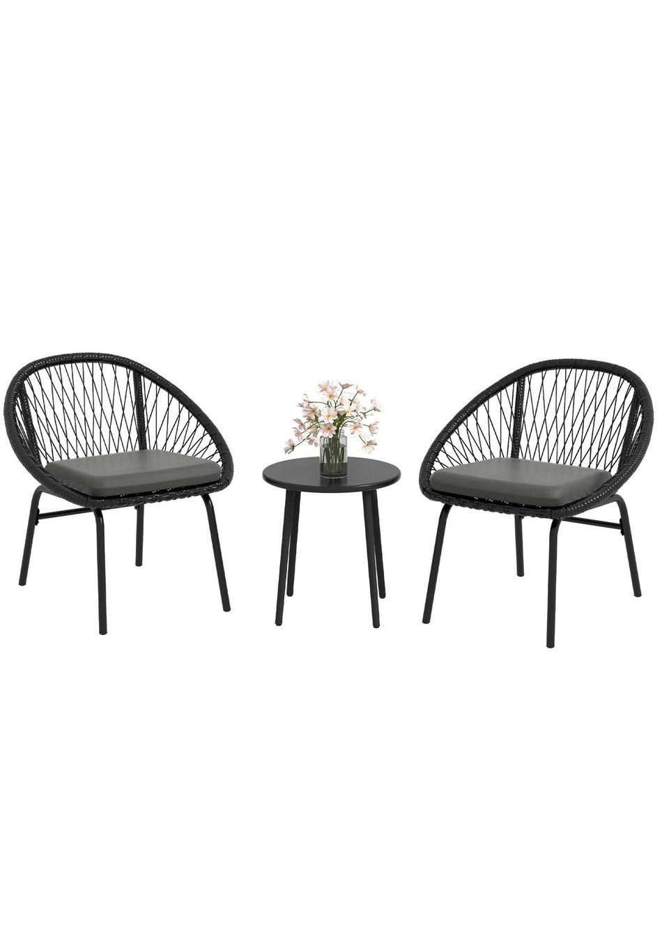 Outsunny 3 Piece Garden Furniture Set Bistro Set with 2 Chairs 1 Coffee Table