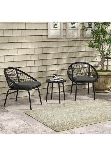 Outsunny 3 Piece Garden Furniture Set Bistro Set with 2 Chairs 1 Coffee Table