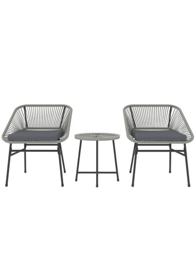 Outsunny Rattan Bistro Set Small Balcony Furniture with Cushion