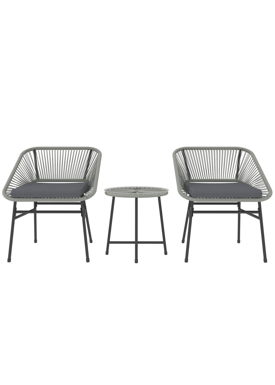 Outsunny Rattan Bistro Set Small Balcony Furniture with Cushion