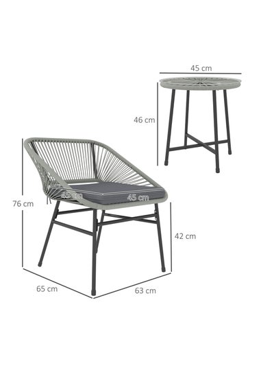 Outsunny Rattan Bistro Set Small Balcony Furniture with Cushion