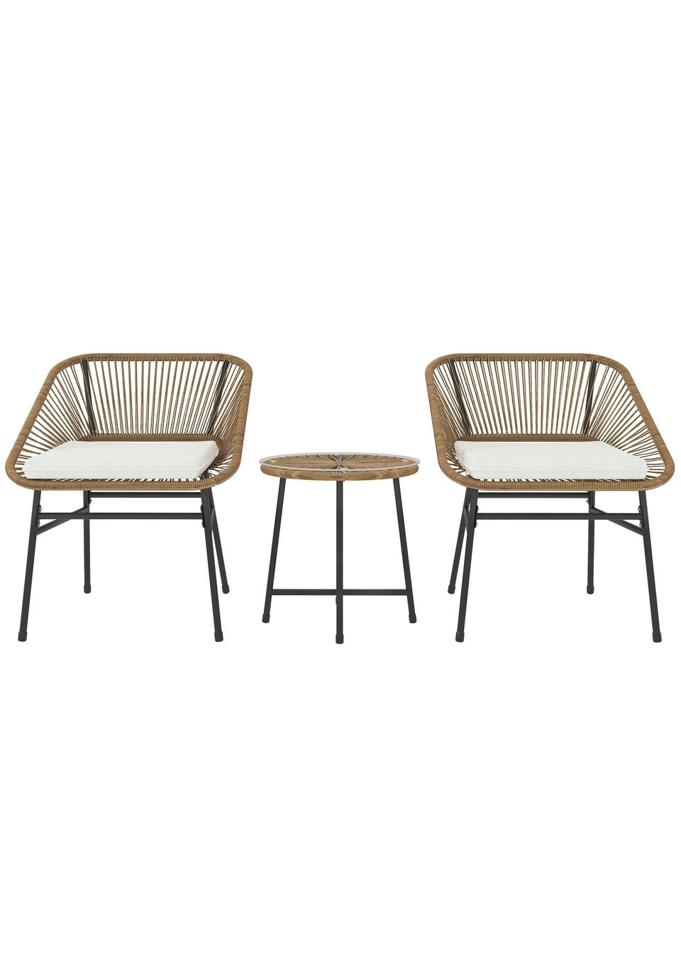 Outsunny Rattan Bistro Set Small Balcony Furniture with Cushion