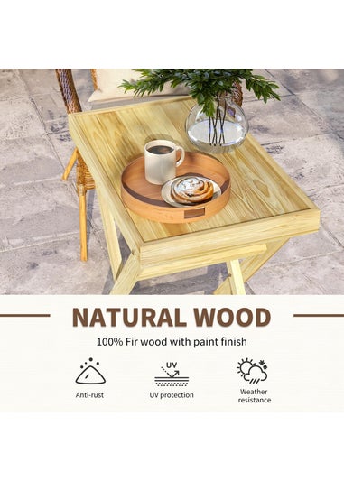 Outsunny Wooden Garden Table Outdoor Side Table Natural (68cmx44cmx75cm)