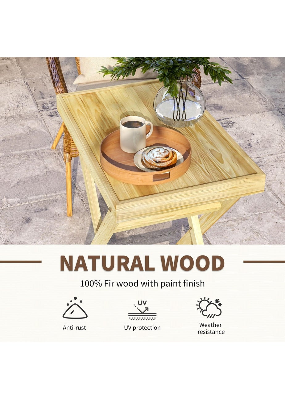 Outsunny Wooden Garden Table Outdoor Side Table Natural (68cmx44cmx75cm)