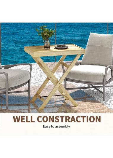 Outsunny Wooden Garden Table Outdoor Side Table Natural (68cmx44cmx75cm)