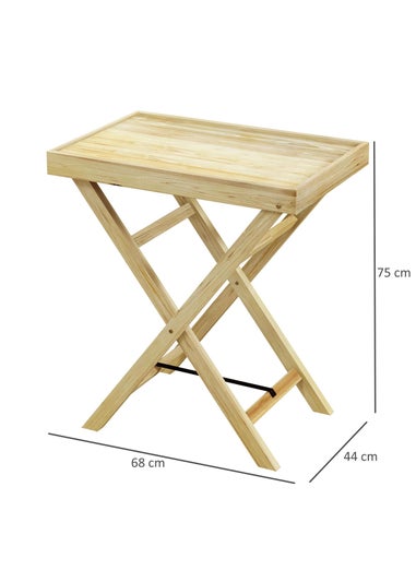 Outsunny Wooden Garden Table Outdoor Side Table Natural (68cmx44cmx75cm)