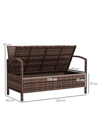 Outsunny Rattan Garden Bench with Storage Cushioned Outdoor Bench (125L)
