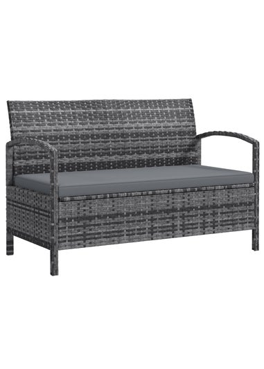 Outsunny Rattan Garden Bench with Storage Cushioned Outdoor Bench (125L)