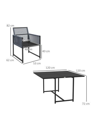 Outsunny 5 Pieces Patio Dining Set with Foldable Back