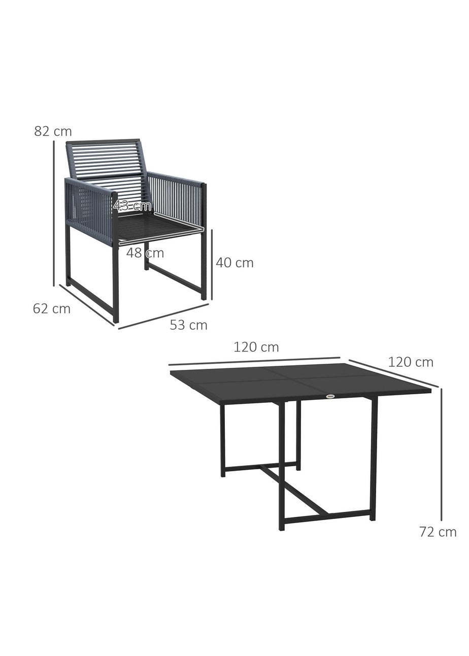Outsunny 5 Pieces Patio Dining Set with Foldable Back