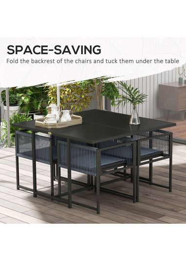 Outsunny 5 Pieces Patio Dining Set with Foldable Back