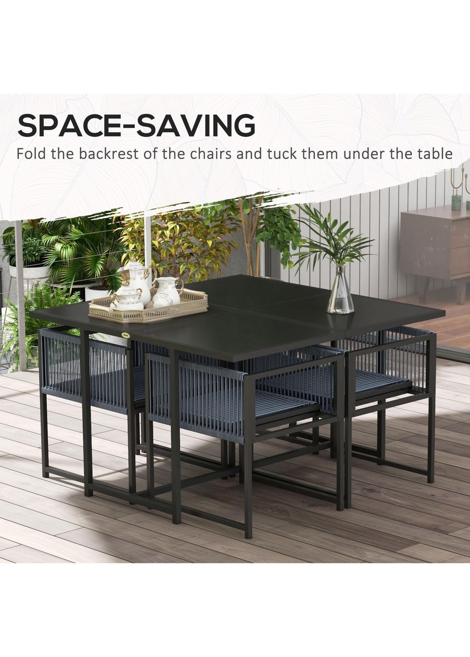 Outsunny 5 Pieces Patio Dining Set with Foldable Back