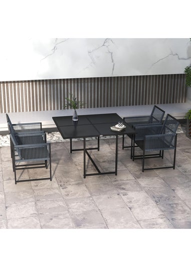 Outsunny 5 Pieces Patio Dining Set with Foldable Back