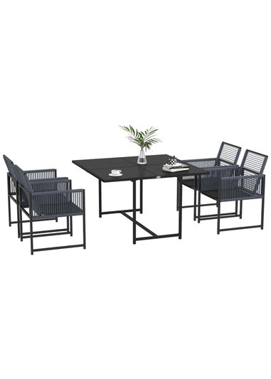 Outsunny 5 Pieces Patio Dining Set with Foldable Back