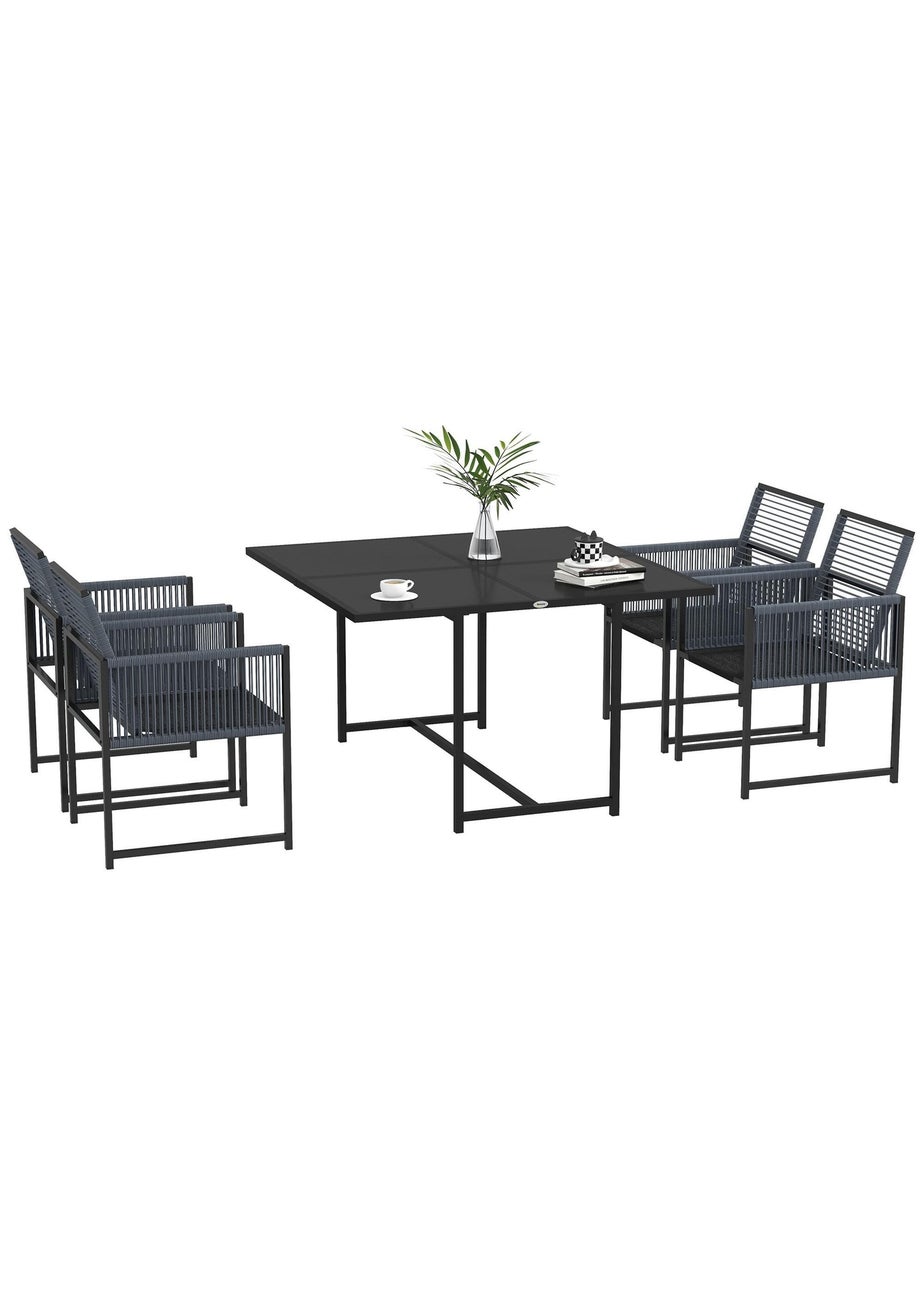 Outsunny 5 Pieces Patio Dining Set with Foldable Back