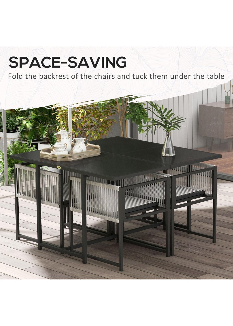Outsunny 5 Pieces Patio Dining Set with Foldable Back