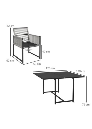 Outsunny 5 Pieces Patio Dining Set with Foldable Back