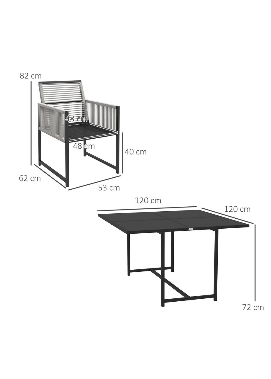 Outsunny 5 Pieces Patio Dining Set with Foldable Back