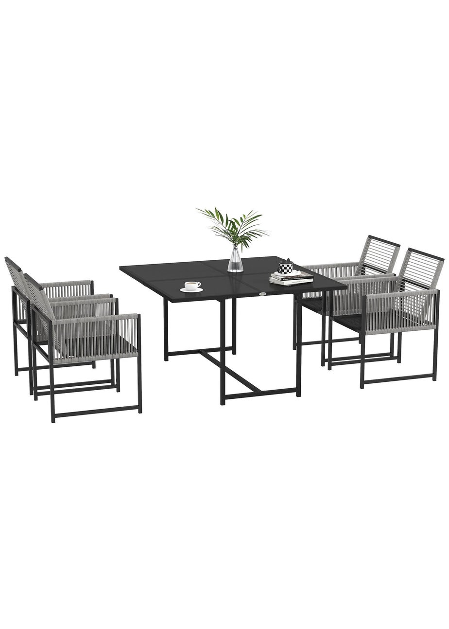 Outsunny 5 Pieces Patio Dining Set with Foldable Back