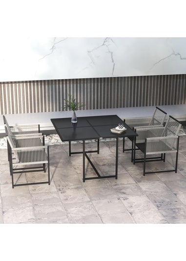 Outsunny 5 Pieces Patio Dining Set with Foldable Back