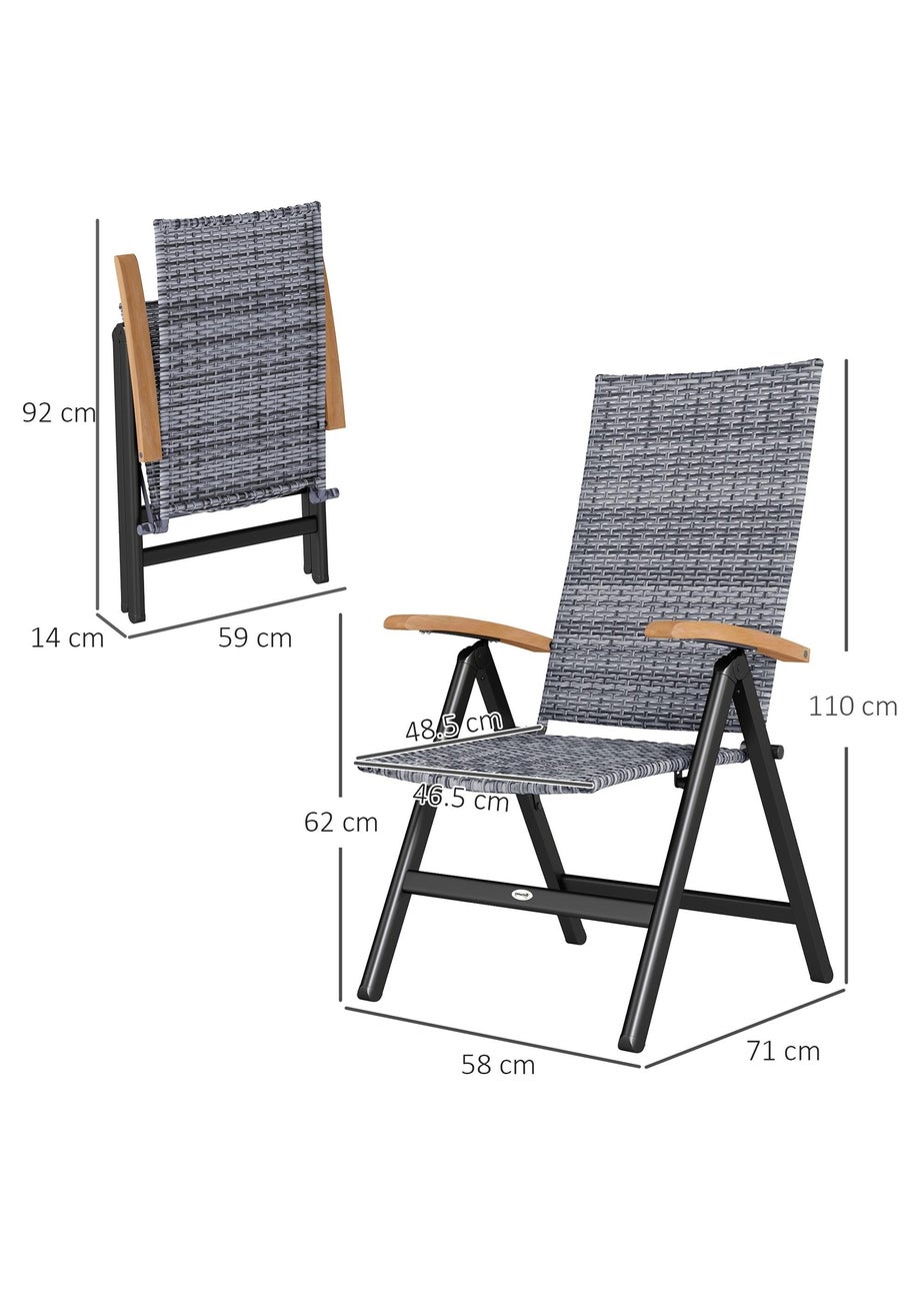 Outsunny Outdoor Folding Rattan Chair Dining Chair