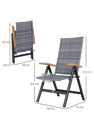 Outsunny Outdoor Folding Rattan Chair Dining Chair