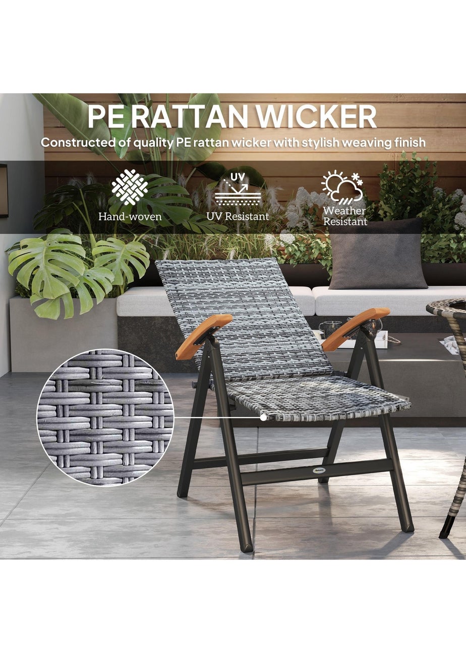 Outsunny Outdoor Folding Rattan Chair Dining Chair