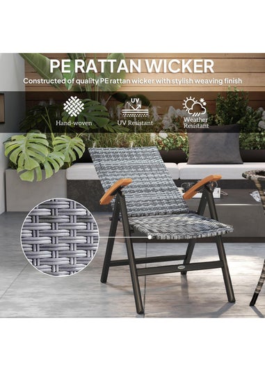 Outsunny Outdoor Folding Rattan Chair Dining Chair