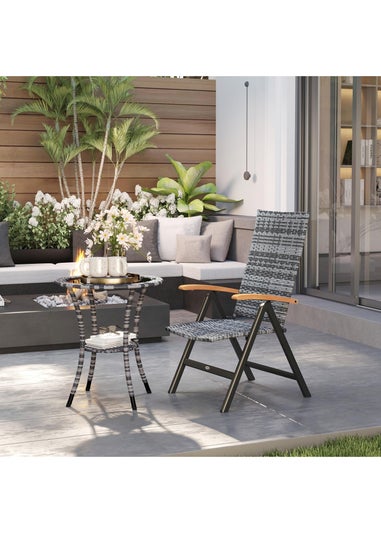 Outsunny Outdoor Folding Rattan Chair Dining Chair