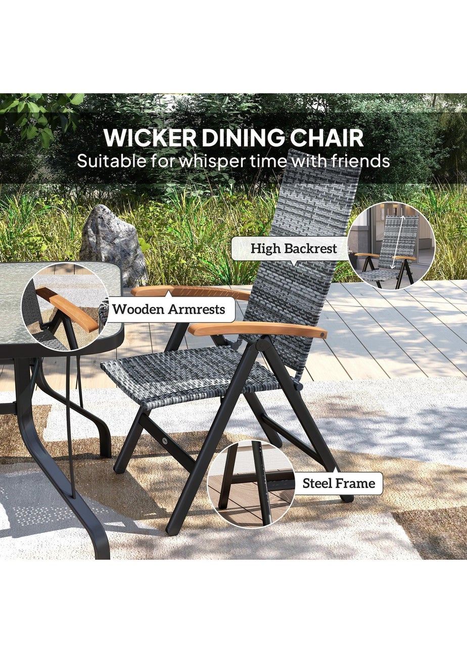 Outsunny Outdoor Folding Rattan Chair Dining Chair