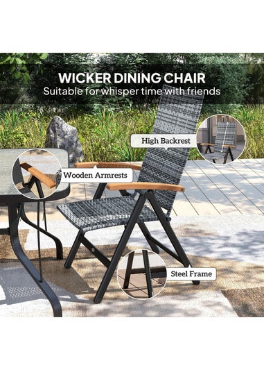 Outsunny Outdoor Folding Rattan Chair Dining Chair