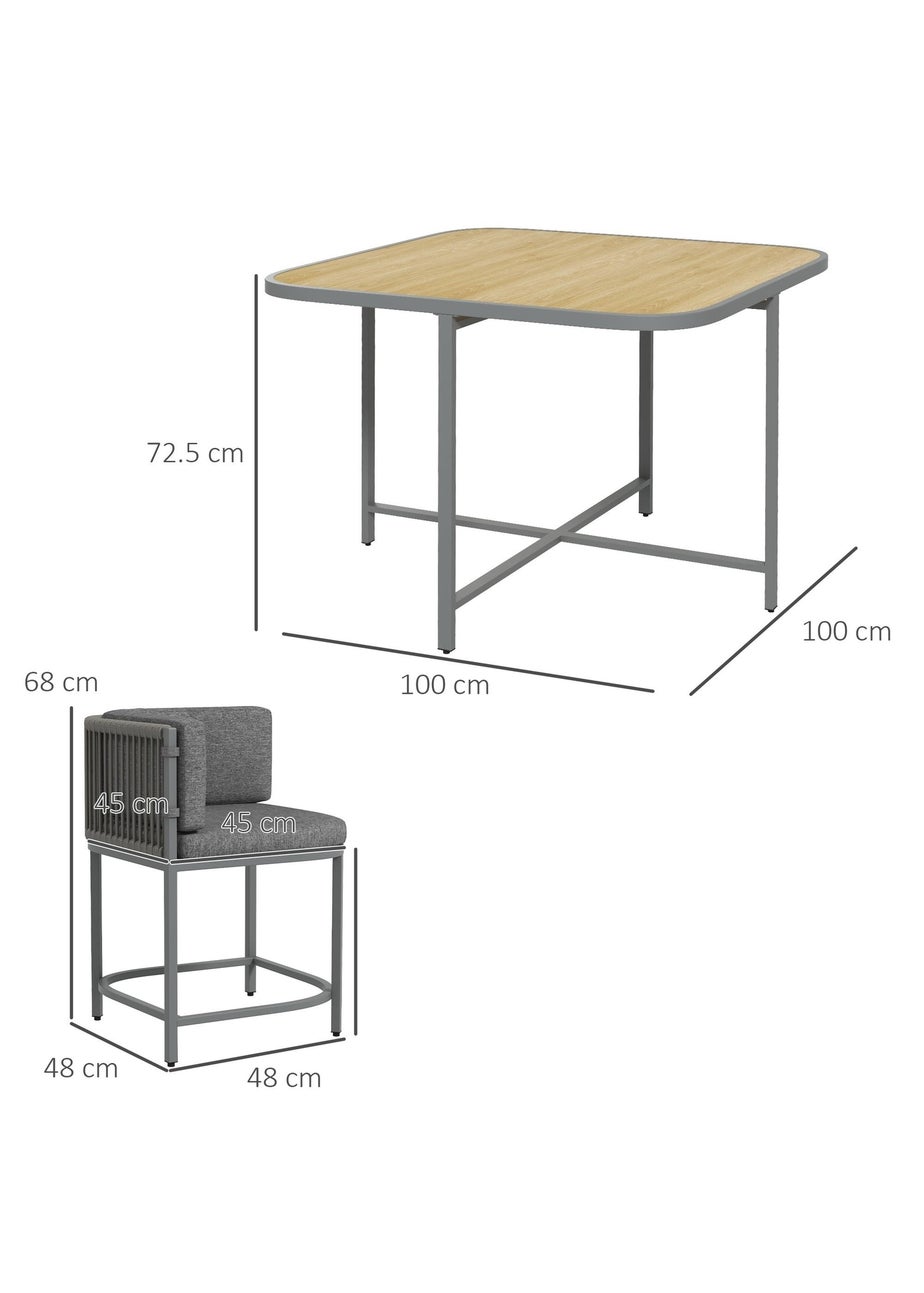 Outsunny 4 Seater Rattan Dining Set with Cushions
