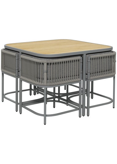 Outsunny 4 Seater Rattan Dining Set with Cushions