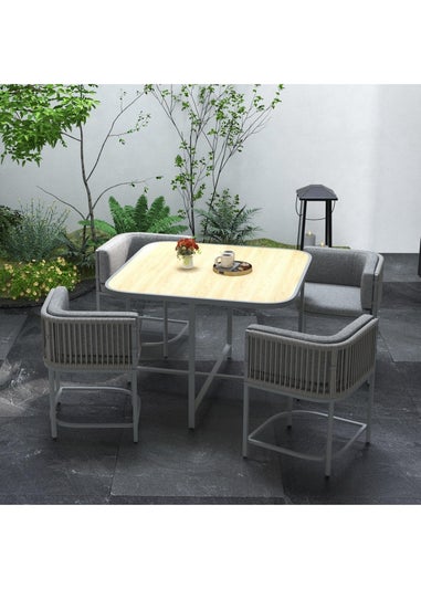 Outsunny 4 Seater Rattan Dining Set with Cushions