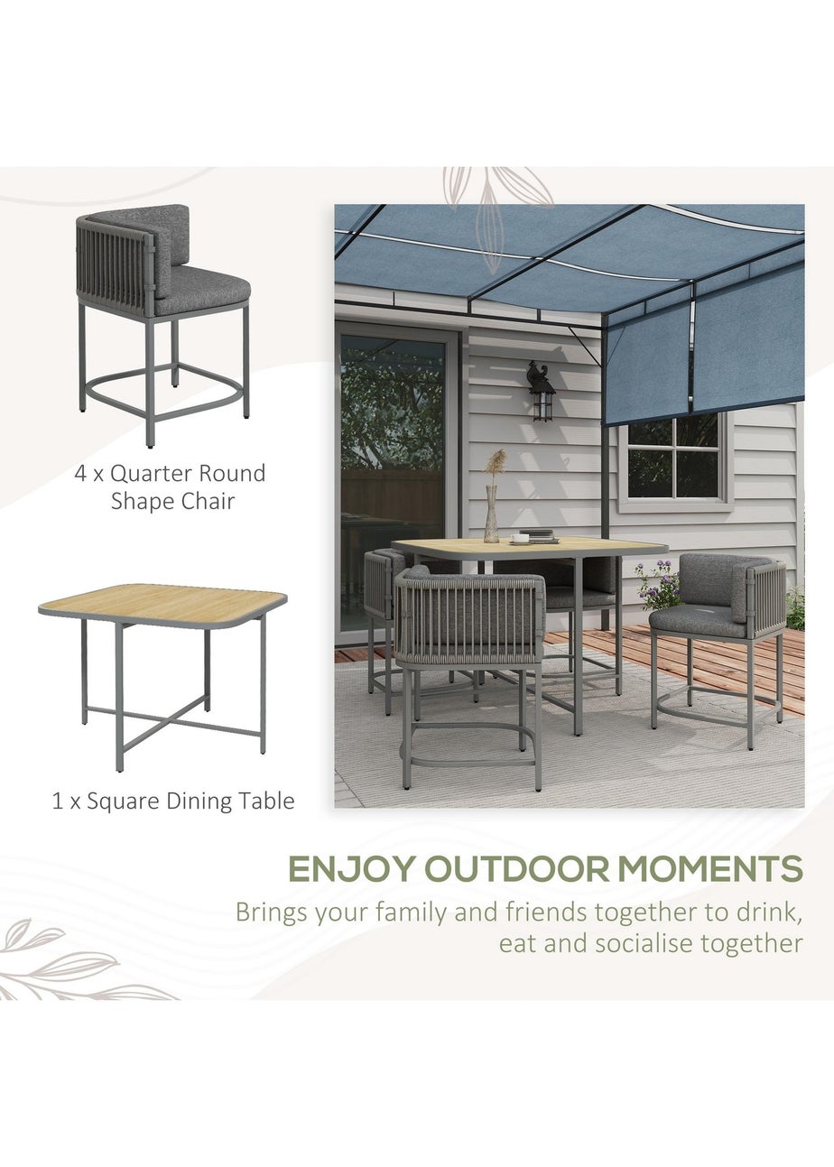 Outsunny 4 Seater Rattan Dining Set with Cushions