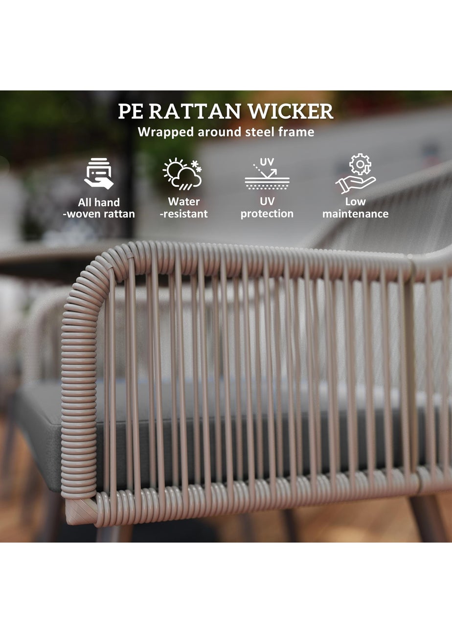 Outsunny Rattan Dining Set 4 Seater Rattan Garden Furniture Light Brown