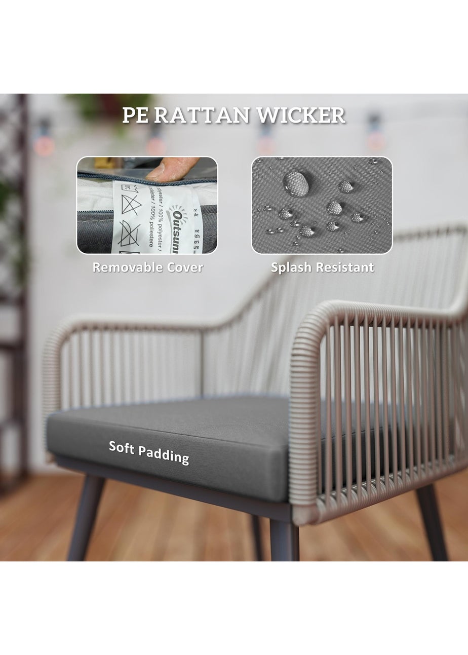 Outsunny Rattan Dining Set 4 Seater Rattan Garden Furniture Light Brown