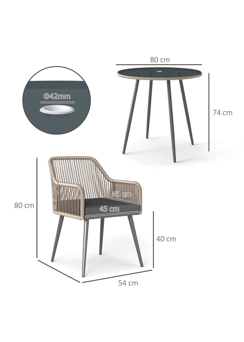 Outsunny Rattan Dining Set 4 Seater Rattan Garden Furniture Light Brown