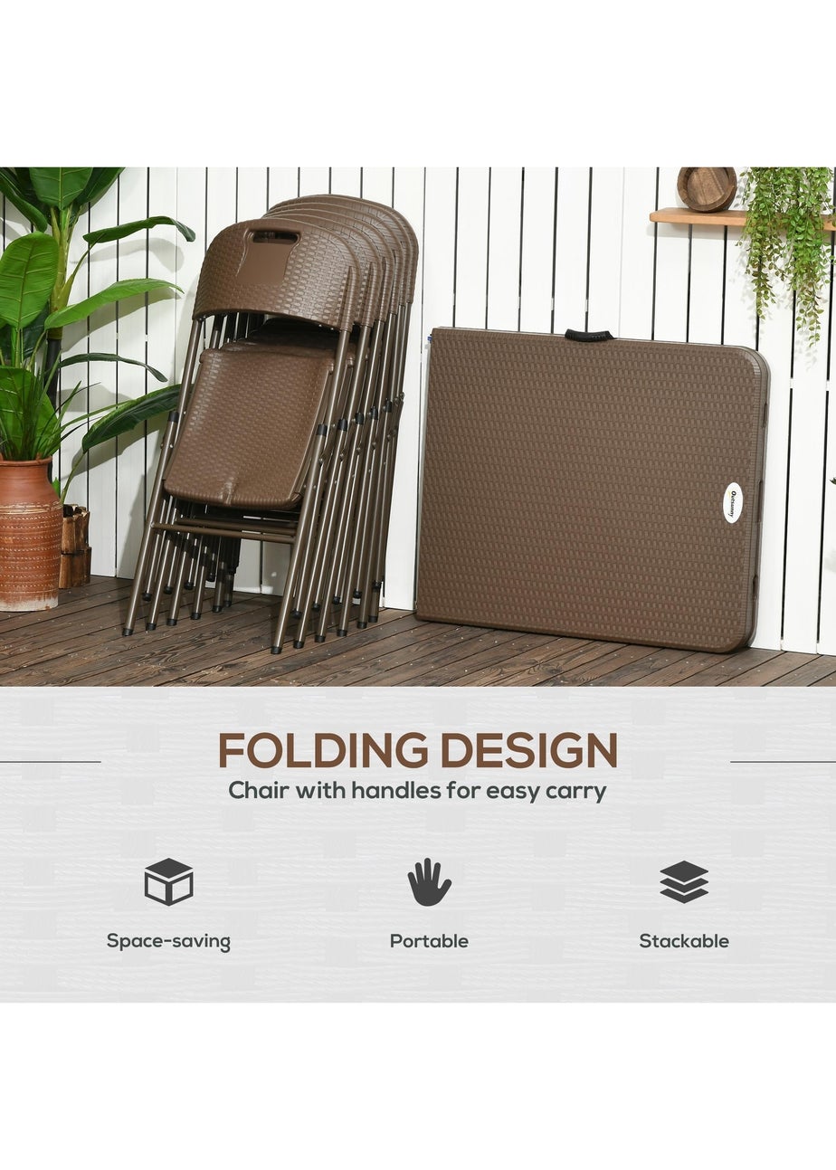 Outsuny HDPE Molding Design Resin Rattan Dining Set Foldable Table and Chairs