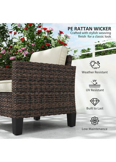 Outsunny Single Rattan Chair Garden Armchair with Cushions